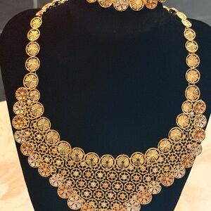 Intricate Gold Filigree Collar Necklace - Women's Statement Jewelry